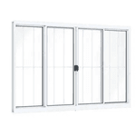 JANELA ALUMÍNIO BRANCA 100x120 COM GRADE 4 FOLHAS
