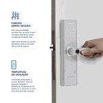 FECHADURA DIGITAL DE EMBUTIR COM BIOMETRIA ESF-DE2000B - PRATA