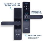 FECHADURA DIGITAL DE EMBUTIR COM BIOMETRIA ESF-DE2000B - PRETA