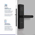 FECHADURA DIGITAL EMBUTIR BIOMETRIA WIFI IP55 SAX ESF-DE5100I - PRETA