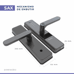 FECHADURA DIGITAL EMBUTIR BIOMETRIA WIFI IP55 SAX ESF-DE5100I - PRETA