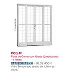 PORTA AÇO 217X200X12 - 4 CORRER COM GRADE QUADRICULADA