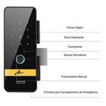 FECHADURA DIGITAL GLASS GIRO 4600 SOBR/VIDRO - PRETA