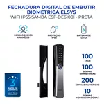 FECHADURA DIGITAL EMBUTIR BIOMET. WIFI IP55 SAMBA ESF-DE6100i