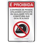 PLACA 16X23 PROIBIDO USO DE CAPACETE LEI 14955 170SP