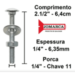 PARAFUSO FRANCES 1/4 X 2.1/2 TEMFIX COM PORCA 2 UN