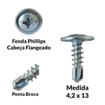 PARAFUSO FLANGEADO PHS 4,2X13MM PONTA BROCA TEMFIX 20 UN