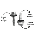 PARAFUSO AUTO BROCANTE SEXTAVADO COM VEDAÇAO 12X3/4 TEMFIX 10 UN