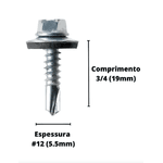 PARAFUSO AUTO BROCANTE SEXTAVADO COM VEDAÇAO 12X3/4 TEMFIX 10 UN