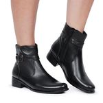 Bota Cano Baixo de Couro Legitimo Preto