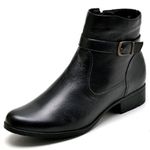 Bota Cano Baixo de Couro Legitimo Preto