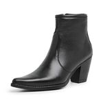 Bota Feminina Bico Fino Cano Baixo de Couro Legitimo Preto