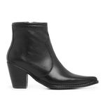 Bota Feminina Bico Fino Cano Baixo de Couro Legitimo Preto