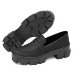Mocassim Feminino Preto Solado Tratorado 
