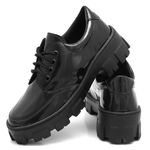 Sapato Oxford Feminino Solado Tratorado Preto