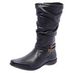 Bota Feminina de Couro Legitimo Cano Médio Preto
