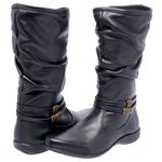 Bota Feminina de Couro Legitimo Cano Médio Preto
