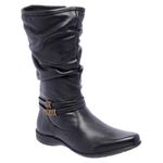Bota Feminina de Couro Legitimo Cano Médio Preto