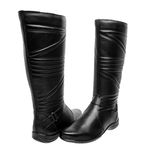 Bota Feminina de Couro Legitimo Cano Alto Preto