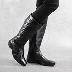 Bota Feminina de Couro Legitimo Cano Alto Preto