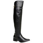 Bota Feminina Over de Couro Legitimo Cano Alto Preto