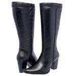 Bota de Couro Feminina Cano Alto Preto