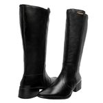 Bota Feminina de Couro Legitimo Cano Alto Preto
