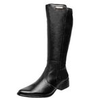 Bota Feminina de Couro Legitimo Cano Alto Preto