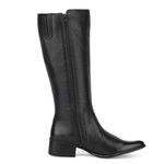 Bota Feminina de Couro Legitimo Cano Alto Preto