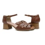 Sandália Retro Bico Quadrado de Couro Legitimo Chocolate