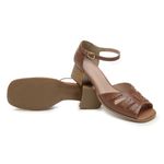 Sandália Retro Bico Quadrado de Couro Legitimo Chocolate