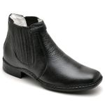 Botina Masculina em Couro Legitimo Preto