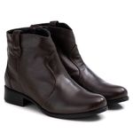 Bota Feminina de Couro Cano Curto Legitimo Café