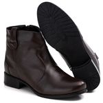 Bota Feminina de Couro Cano Curto Legitimo Café