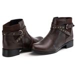 Bota Feminina de Couro Cano Curto Legitimo Café