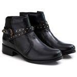 Bota Feminina de Couro Cano Curto Legitimo Preta