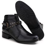 Bota Feminina de Couro Cano Curto Legitimo Preta