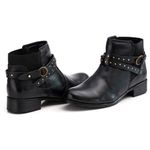 Bota Feminina de Couro Cano Curto Legitimo Preta