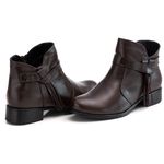 Bota Feminina de Couro Cano Curto Legitimo Café