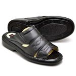 Sandália Masculina de Couro Legitimo Preto