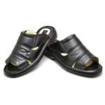 Sandália Masculina de Couro Legitimo Preto