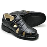 Sandália Masculina de Couro Legitimo Preto