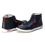 Botinha Masculina em Couro Legitimo Elastico e Zíper Azul