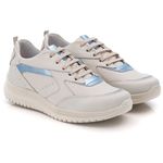 Tênis Casual Feminino de Couro Legitimo Gelo Azul