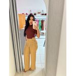 BLUSA CANELADA DE MICROFIBRA MARROM