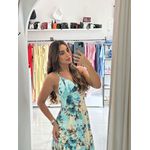 VESTIDO LONGO ESTAMPADO FLORAL VER/AZUL