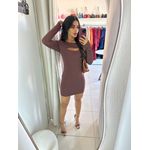 VESTIDO CURTO MANGA LONGA COM RECORTE