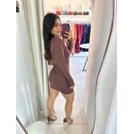 VESTIDO CURTO MANGA LONGA COM RECORTE