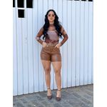 SHORT RESINADO COM CINTO 