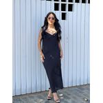 VESTIDO EM CREPE GOLA BOBA PRETO